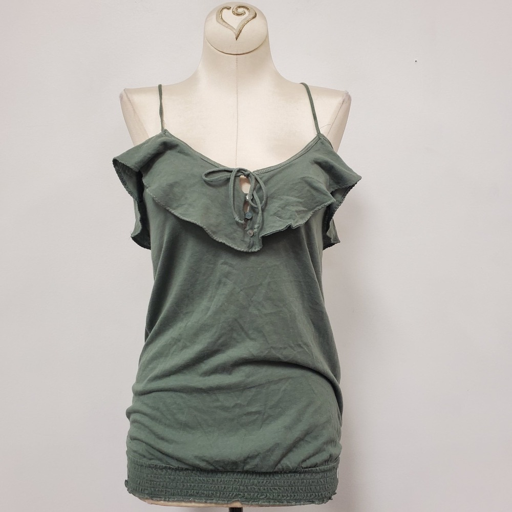 Vintage American Eagle Womens Y2K Sleeveless V Neck Top Size S Green Elena